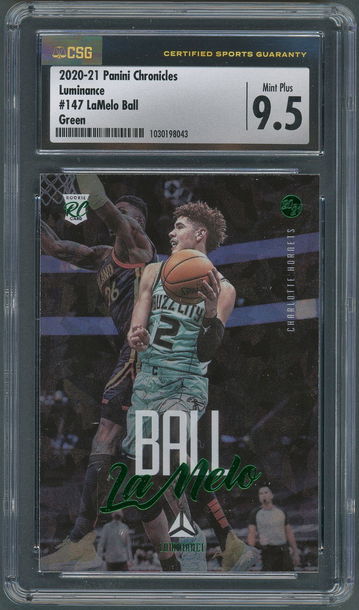 2020-21 Chronicles Luminance LaMelo Ball RC #147 Fanatics Green Ice - CSG 9.5