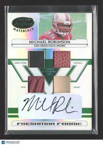 2006 Leaf Certified Materials Freshman Fabric Michael Robinson #212 Helmet Authentic Event-Worn/Used Jersey-Prime Footba