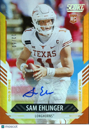 2021 Score Sam Ehlinger #362 Gold Zone Rookie Score