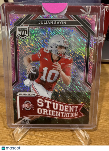 2025 Panini Ohio State University Julian Sayin #SO-8 Student Orientation Pink Shimmer