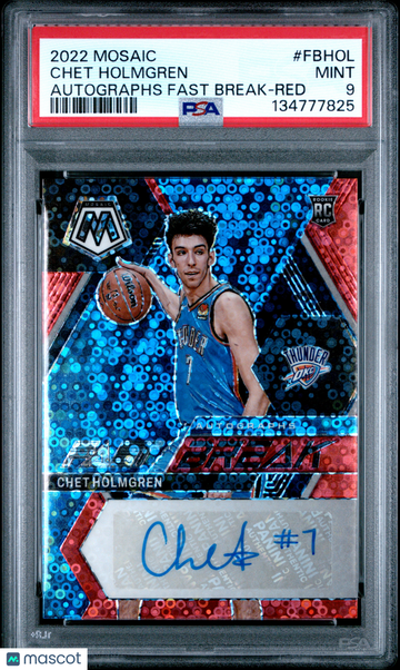 2022 Panini Mosaic Autographs Fast Break Chet Holmgren #FBHOL Red PSA 9