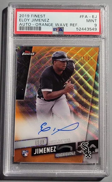 2019 Finest Orange Wave Autograph Refractor Eloy Jimenez PSA 9 RC #/25