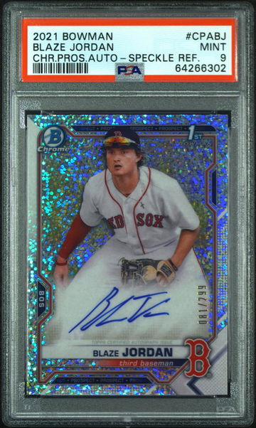 2021 BOWMAN CHROME AUTO Blaze Jordan SPECKLE REFRACTOR PSA 9
