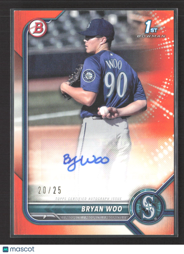 2022 Bowman Prospects Bryan Woo #PPA-BW Orange /25