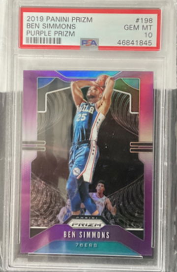 2019 Ben Simmons Panini Purple Prizm 08/75 PSA 10 POP 6