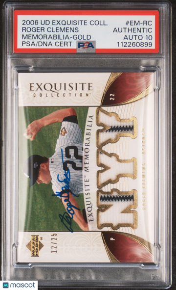 2006 Upper Deck Exquisite Collection Memorabilia Roger Clemens #EM-RC Gold /25 PSA A Auto 10