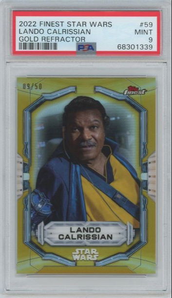 2022 Topps Finest Star Wars Lando Calrissian Gold #59 #09/50 PSA 9