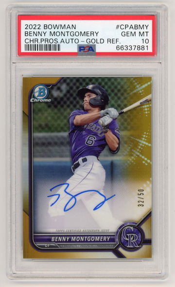 2022 Bowman Benny Rodriguez Gold Refractor Autograph PSA 10 Gem Mint