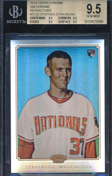 2010 Topps Chrome 206 Stephen Strasburg Refractor RC BGS 9.5 9589