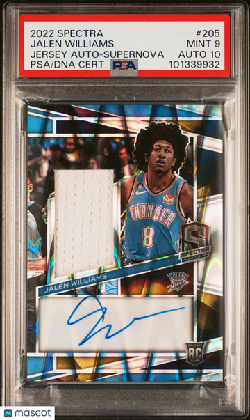 2022 Panini Spectra Jalen Williams #205 Jersey Auto Supernova PSA 9