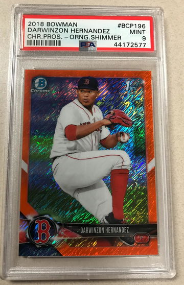 2018 Bowman Chrome Darwinzon Hernandez Chrome Orange Shimmer PSA 9 18/25
