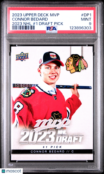 2023 Upper Deck MVP NHL Draft #1 Pick Connor Bedard #DP1 Rookie PSA 9