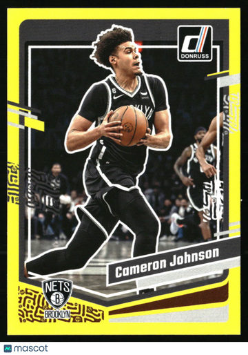 2023-24 Donruss Cameron Johnson #165 Yellow Flood Brooklyn Nets