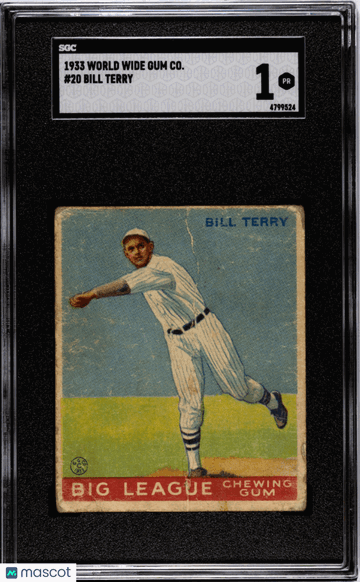 1933 World Wide Gum Co. Bill Terry #20 SGC 1