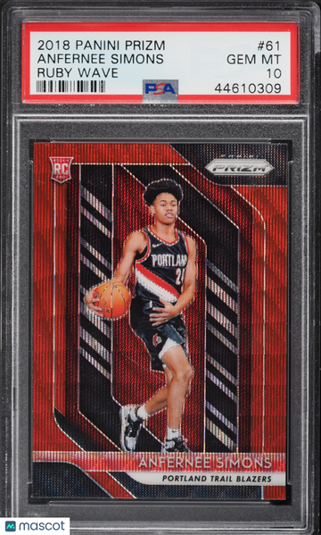 2018 Panini Prizm Anfernee Simons #61 Ruby Wave PSA 10