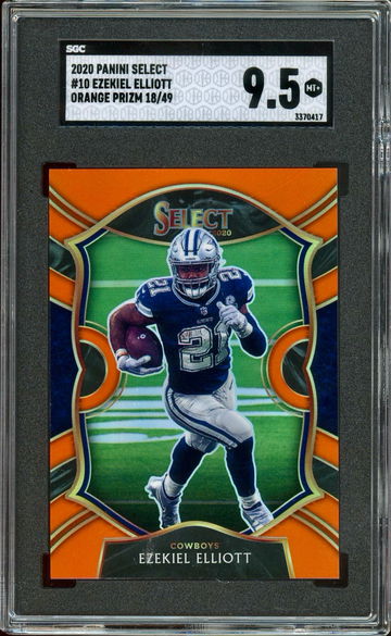 2020 SELECT #10 EZEKIEL ELLIOTT ORANGE PRIZM  18/49 SGC 9.5
