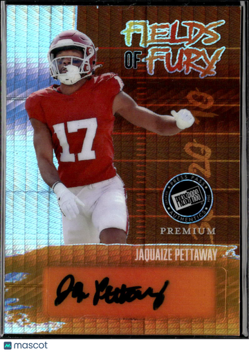 Jaquaize Pettaway 2024 Leaf Press Pass Premium Fields of Fury Auto /25 Oklahoma Sooners