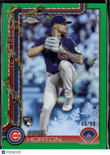 Cade Horton 2025 Topps Chrome Holiday RC Green /99 Chicago Cubs