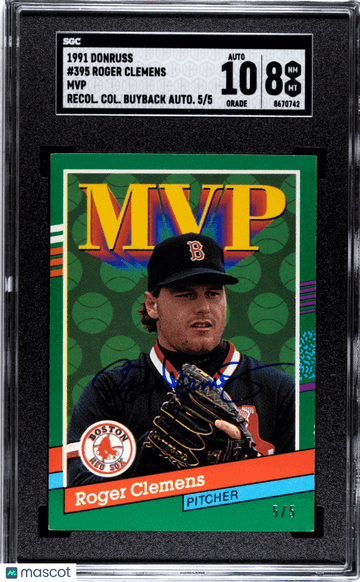1991 Donruss Roger Clemens #395 /5 Mvp Recollection Collection Buyback Auto. SGC 8