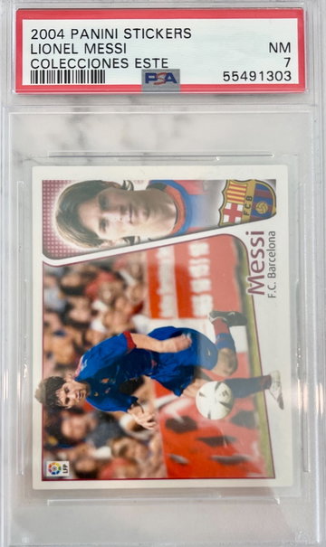 2004 Panini Stickers Lionel Messi Colecciones Este PSA 7