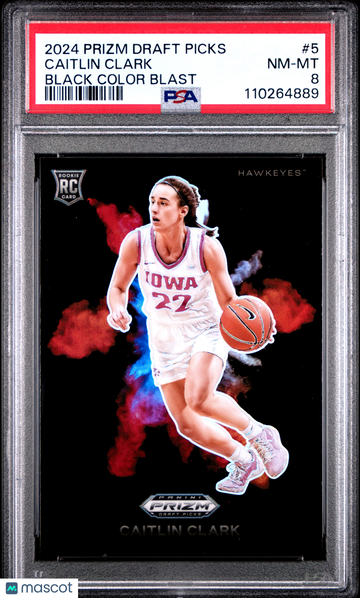 2024 Panini Prizm Draft Picks Black Color Blast Caitlin Clark #5 PSA 8