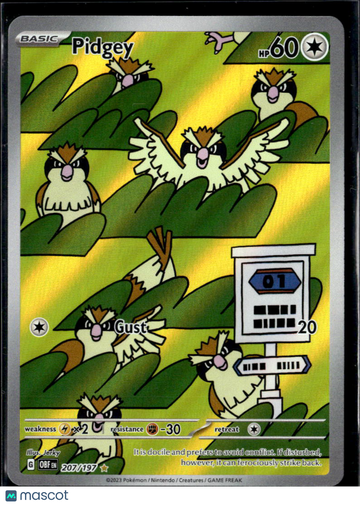 2023 Obsidian Flames Pidgey Holo Secret Rare #207/197