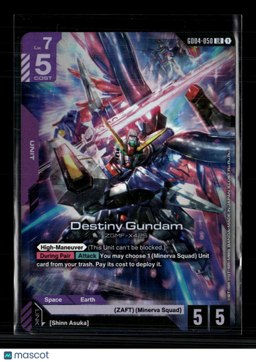 2024 Bandai Gundam Card Game Edition 004 Destiny Gundam Shinn Asuka Holo High-Maneuver Minerva Squad