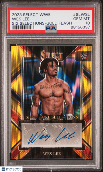 2023 Panini Select WWE Signature Selections Wes Lee #SLWSL Gold Flash PSA 10