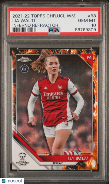 2021-22 Topps Chrome UEFA Women's Champions League Lia Walti #98 Inferno Refractor /75 Rookie PSA 10