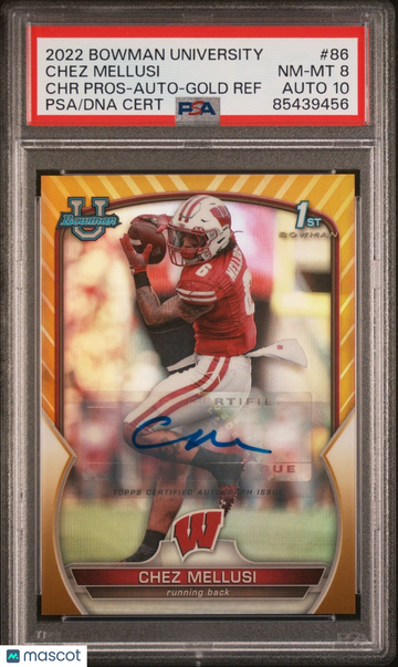 2022 Bowman University Chez Mellusi #86 Gold PSA 8 Topps Auto 10
