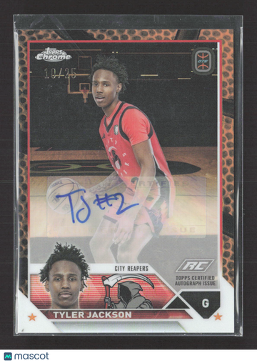 2024 Topps Chrome Overtime Elite Basketball Tyler Jackson #A-TJ Orange RC 10/25 Auto
