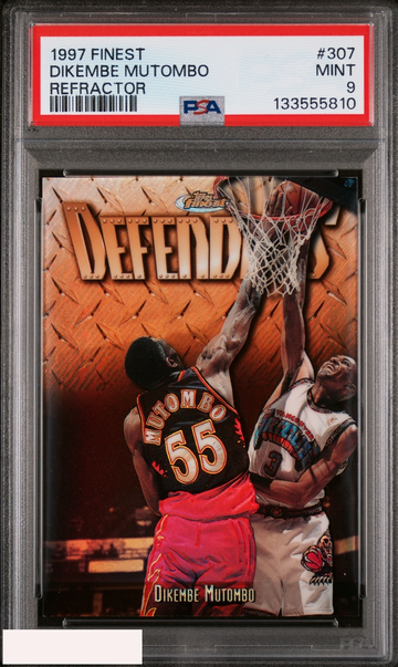 1997 FINEST DIKEMBE MUTOMBO #307 REFRACTOR 225 OF 289 HAWKS HOF PSA 9 MINT