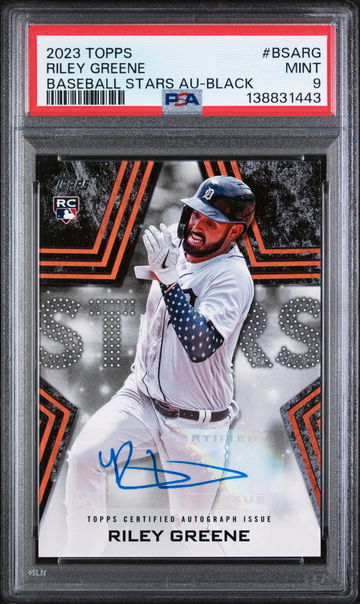 2023 Topps Baseball Stars Autographs Black Riley Greene #BSARG /199 PSA 9