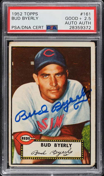 1952 Topps Baseball Bud Byerly #161 PSA 2.5 AUTO POP 1, ONLY 2 HIGHER VERY RARE!