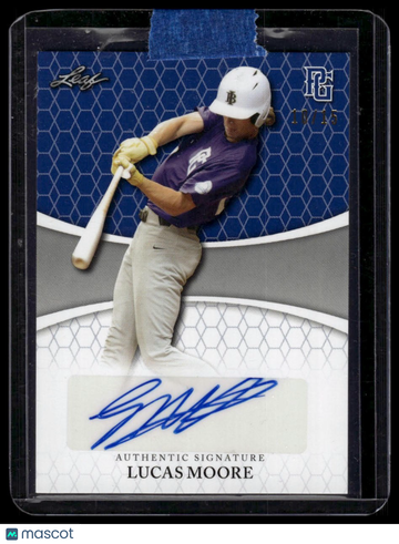 2022 Leaf Perfect Game National Showcase Lucas Moore #BA-LM3 Autographs Purple #/15 SN AU