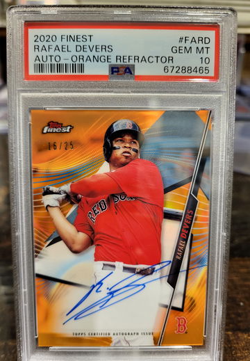 2020 Topps Finest Rafael Devers Orange Refractor auto /25 PSA 10