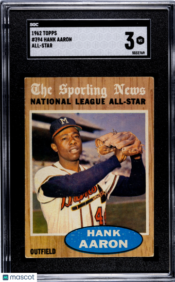1962 Topps Hank Aaron #394 All Star SGC 3