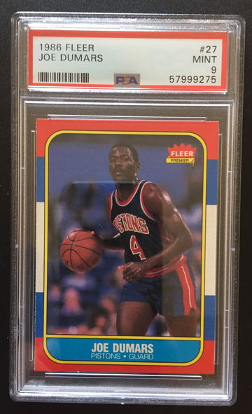 1986 Fleer Joe Dumars #27 RC HOF PSA-9 Mint