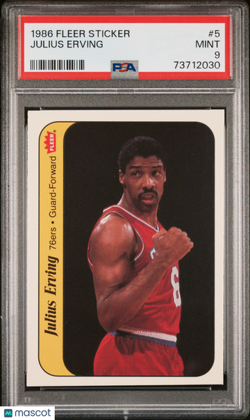 1986 Fleer Sticker Julius Erving #5 PSA 9
