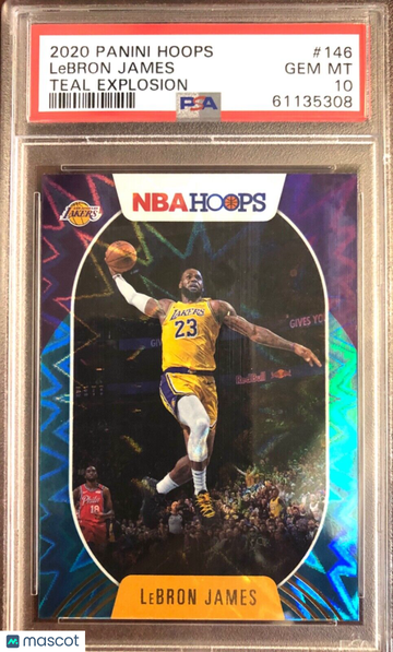 2020 Panini Hoops LEBRON JAMES Teal Explosion Parallel PSA 10 Gem Mint LA Lakers