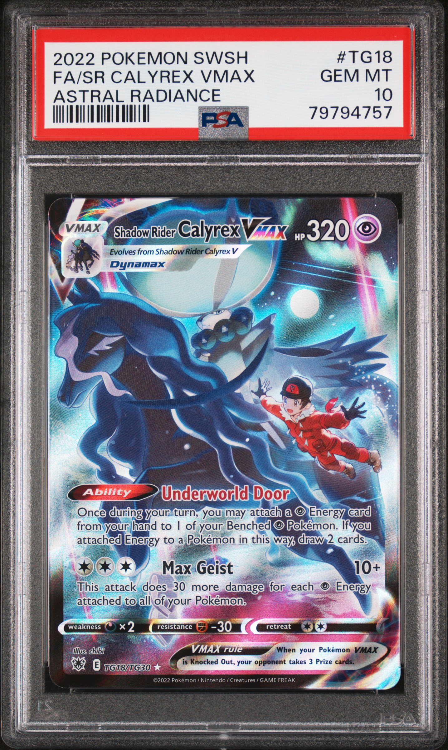 2022 Pokemon Sword and Shield Astral Radiance Trainer Gallery Shadow Rider Calyrex Vmax #TG18 PSA 10