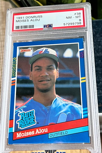MOISES ALOU EXPOS RC 1991 DONRUSS RATED ROOKIE #38 PSA 8 NM-Mint 📈🔥
