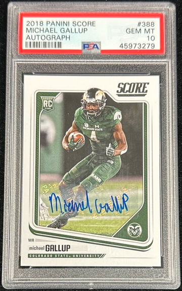 2018 Panini Score Michael Gallup Rookie Auto RC #388 PSA 10