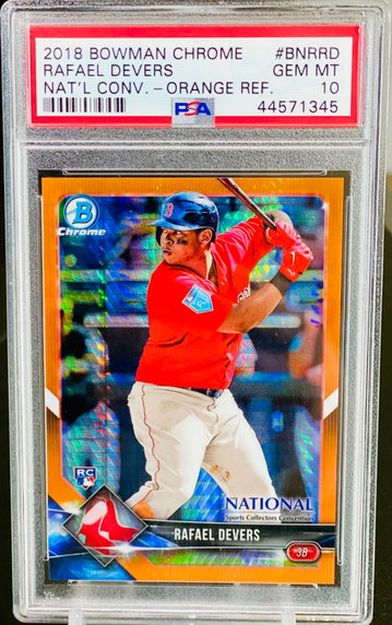 2018 Rafael Devers RC PSA 10 /25 Orange Refractor Topps Bowman 