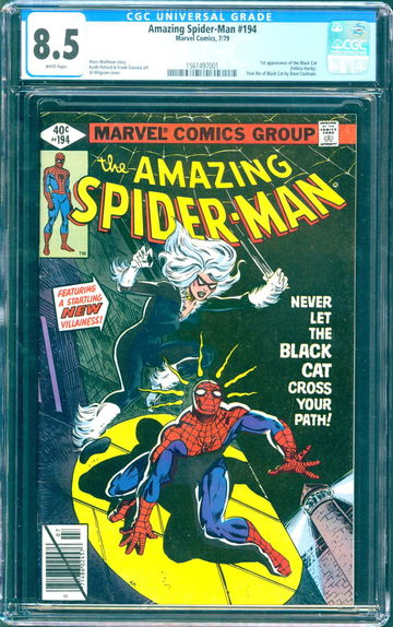 Amazing Spider-Man #194 (1979) CGC 8.5 -- White pages; 1st app. of Black Cat