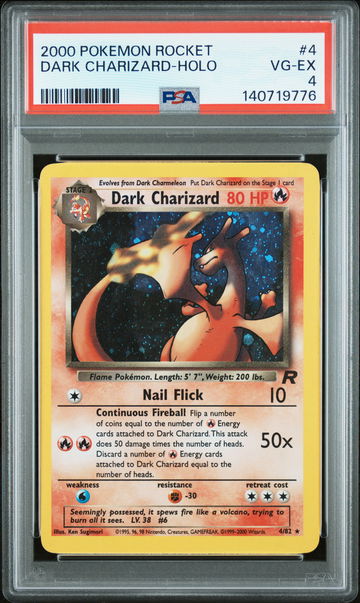 2000 Pokemon Team Rocket Holo Dark Charizard #4 PSA 4