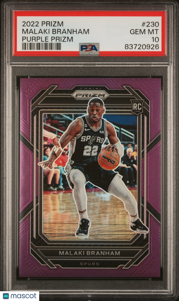 2022 Panini Prizm Malaki Branham #230 Purple PSA 10