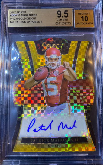 2017 Panini Select Patrick Mahomes RC Die-Cut Auto Gold/10 BGS 9.5