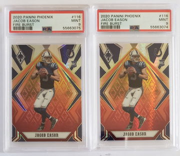 2020 Panini Phoenix Jacob Eason Fire Burst RC PSA 9 Lot of 2