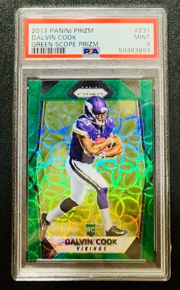 2017 Prizm Football Dalvin Cook Green Scope RC /99 PSA 9